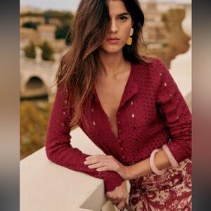 Sezane Noelia Cardigan in Cherry